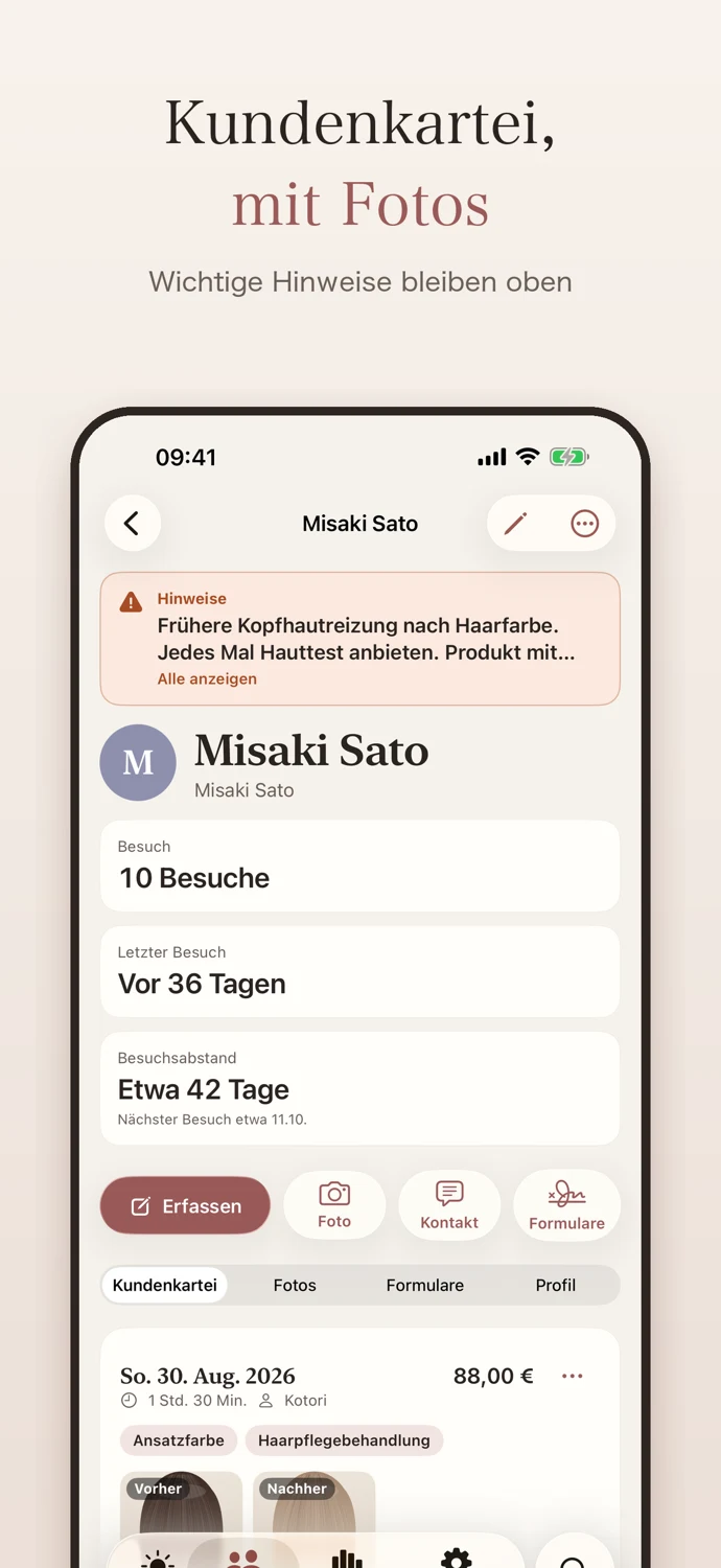 Tatsächliche App-Ansicht