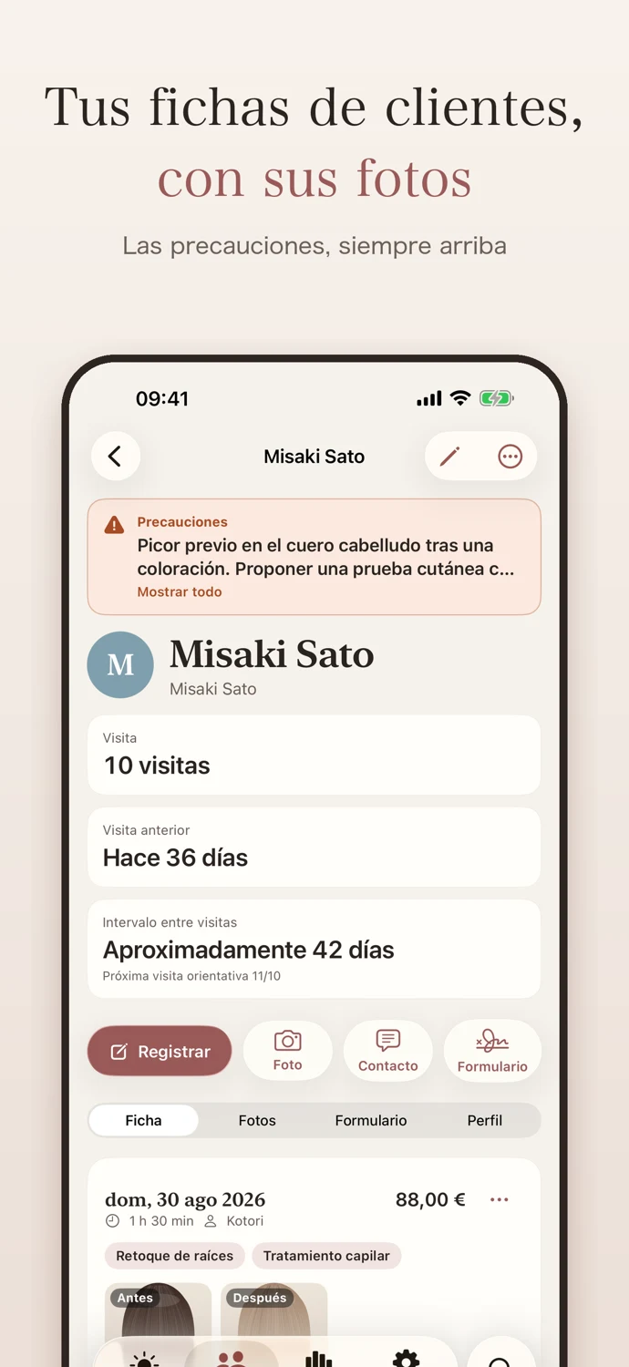 Pantalla real de la app